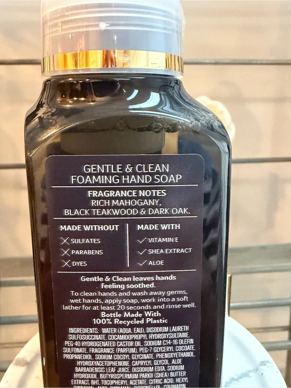 White Barn Mahogany Teakwood Foaming Hand Soap - Black & Gold Accents NWT 2026